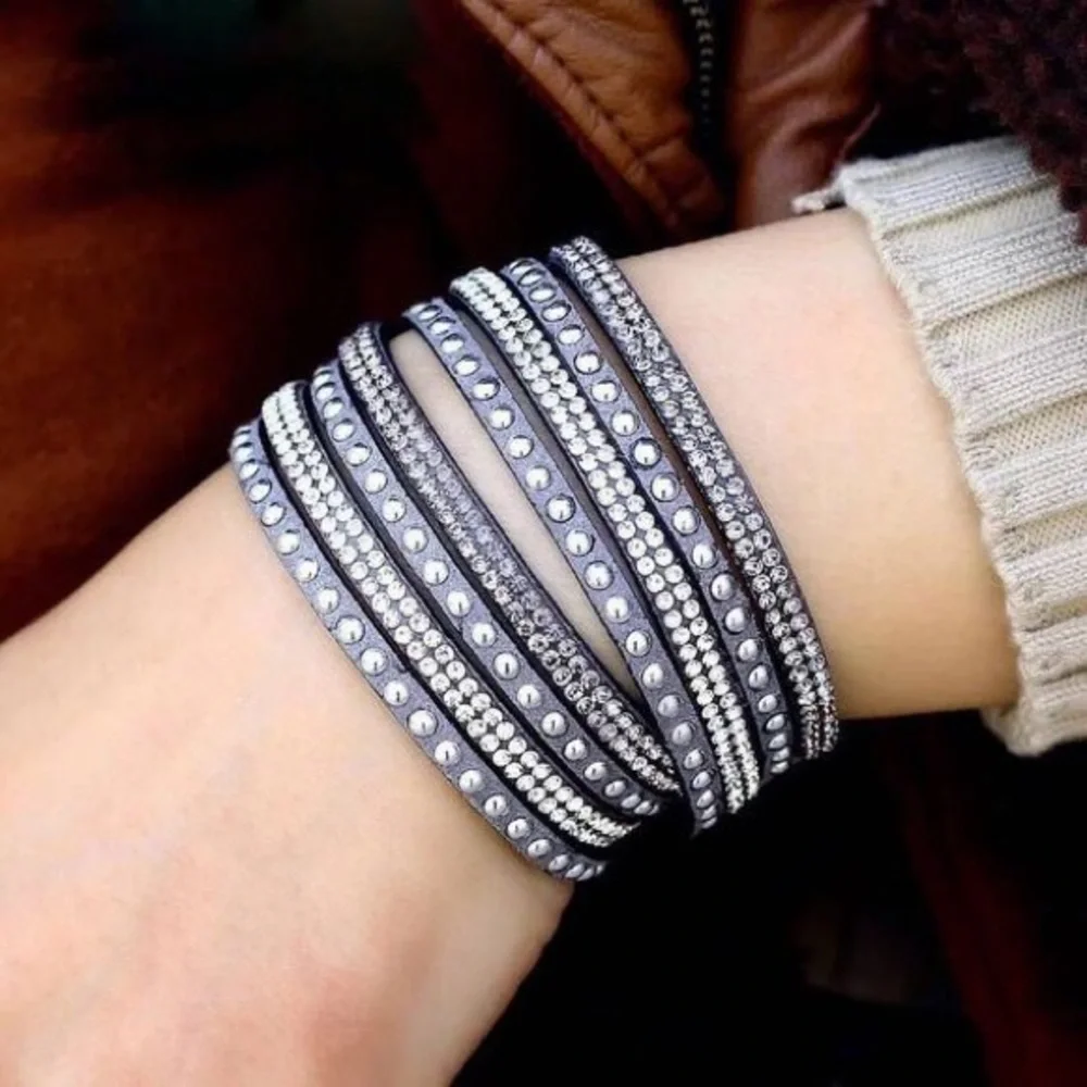 Colorful Rhinestone Wrap Bracelets Various Colors - Picture 4 of 6